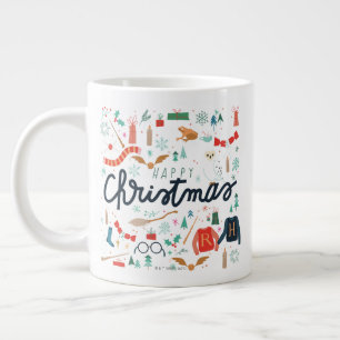 Harry Potter   Happy Christmas With Festive Icons Large Coffee Mug