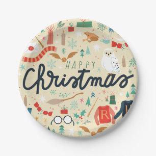 Harry Potter   Happy Christmas With Festive Icons Paper Plate