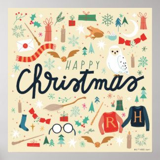 Harry Potter | Happy Christmas With Festive Icons Poster