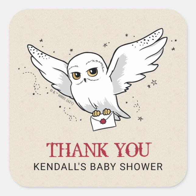 Harry Potter | Hedwig Baby Shower Thank You Square Square Sticker (Front)
