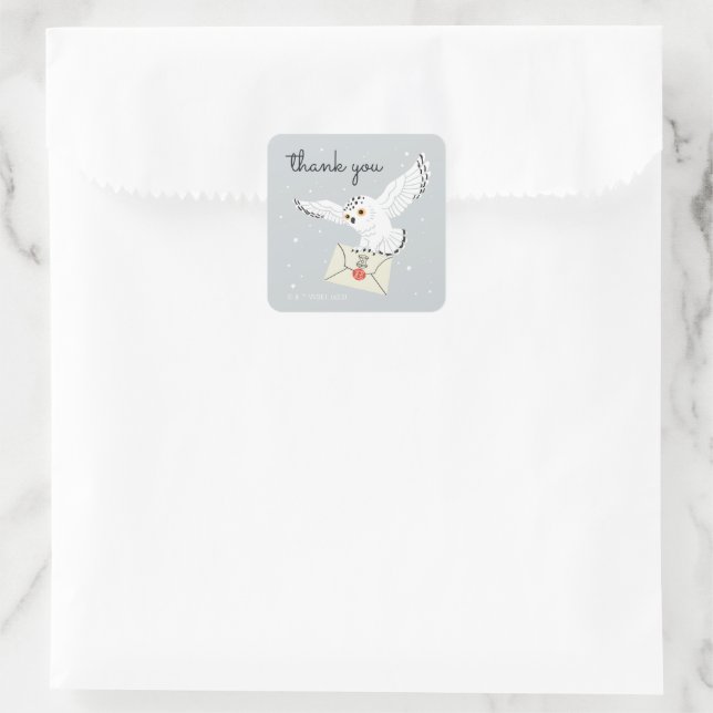 Harry Potter Hedwig Baby Shower Thank You Square Sticker (Bag)