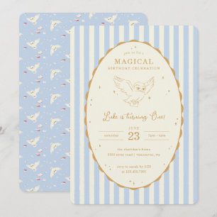 Harry Potter Hedwig Blue Magical Birthday Invitation