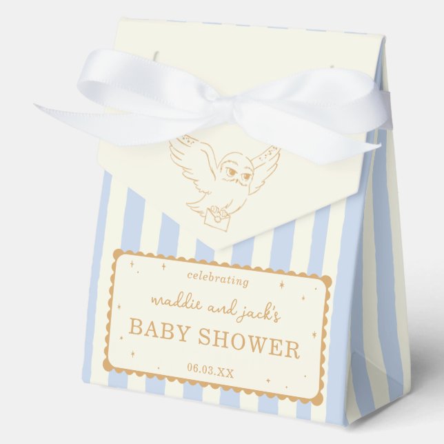 Harry Potter Hedwig Blue Stripe Baby Shower Favour Box (Front)