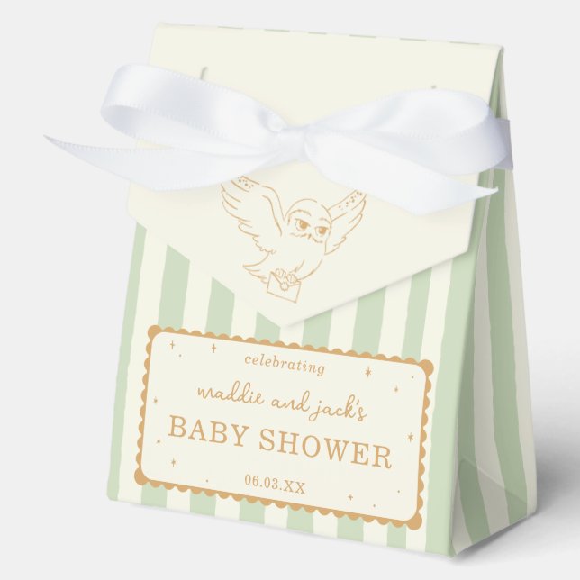 Harry Potter Hedwig Green Stripe Baby Shower Favour Box (Front)