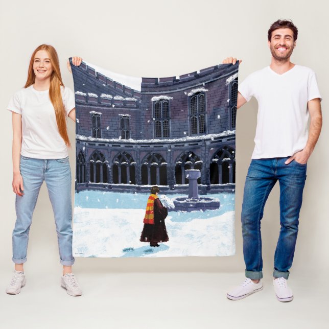 HARRY POTTER™ & Hedwig in HOGWARTS™ Courtyard Fleece Blanket (In Situ)