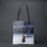 HARRY POTTER™ & Hedwig in HOGWARTS™ Courtyard Tote Bag<br><div class="desc">Check out this dreamy illustration of Harry with his owl Hedwig in the courtyard at Hogwarts!</div>