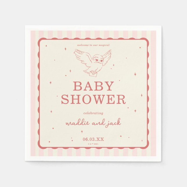 Harry Potter Hedwig Pink Stripe Baby Shower Napkin (Front)