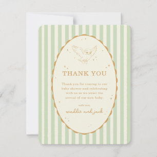 Harry Potter Hedwig Pink Stripe Baby Shower Thank You Card