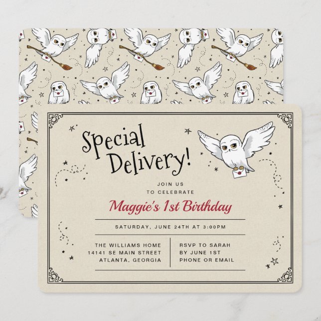 Harry Potter Hedwig Special Delivery Birthday Invitation (Front/Back)