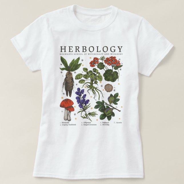 Harry Potter Herbology Plants Short Sleeve  T-Shirt (Design Front)