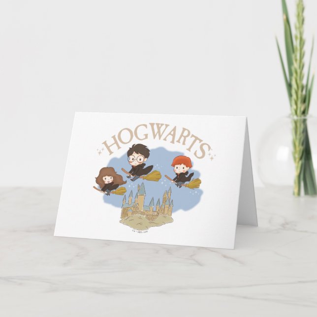 HARRY POTTER™, Hermione, & Ron Fly Over HOGWARTS™ Card (Front)