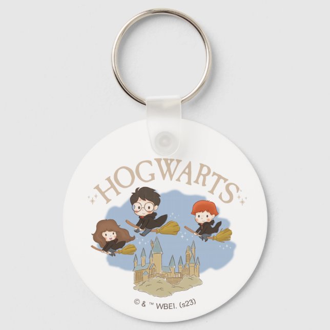 HARRY POTTER™, Hermione, & Ron Fly Over HOGWARTS™ Key Ring (Front)