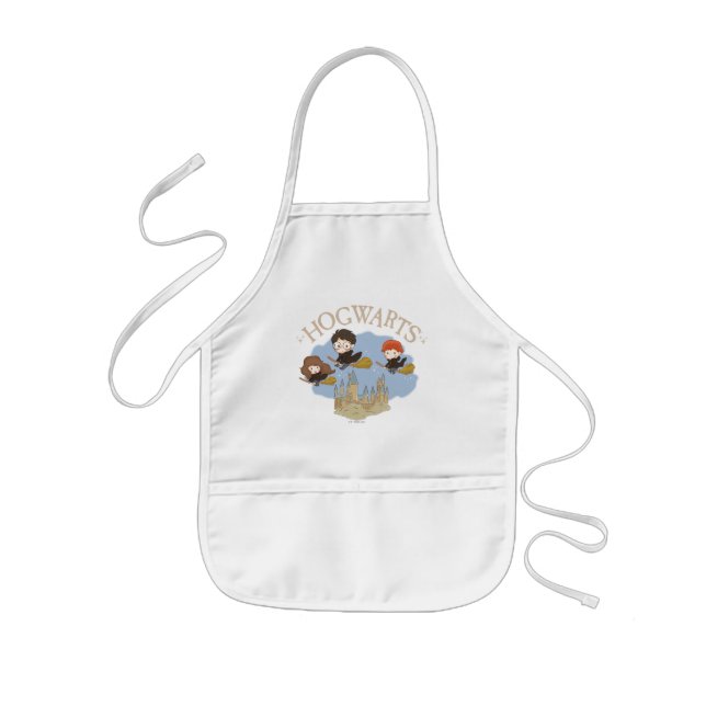 HARRY POTTER™, Hermione, & Ron Fly Over HOGWARTS™ Kids Apron (Front)