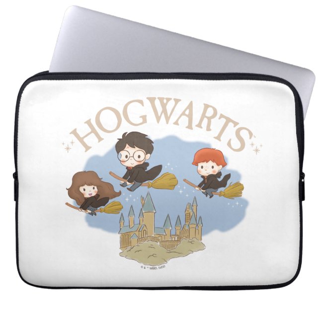 HARRY POTTER™, Hermione, & Ron Fly Over HOGWARTS™ Laptop Sleeve (Front)