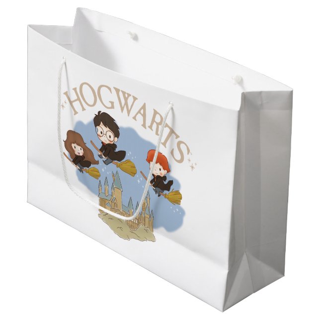 HARRY POTTER™, Hermione, & Ron Fly Over HOGWARTS™ Large Gift Bag (Front Angled)