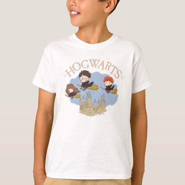 HARRY POTTER™, Hermione, & Ron Fly Over HOGWARTS™ T-Shirt (Front)
