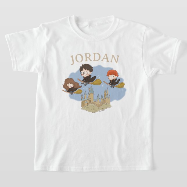 HARRY POTTER™, Hermione, & Ron Fly Over HOGWARTS™ T-Shirt (Laydown)
