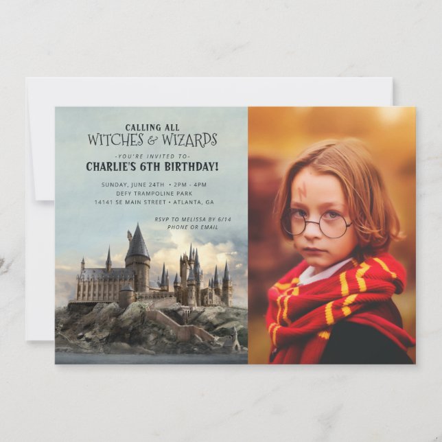 Harry Potter | Hogwarts Castle Birthday - Photo Invitation (Front)