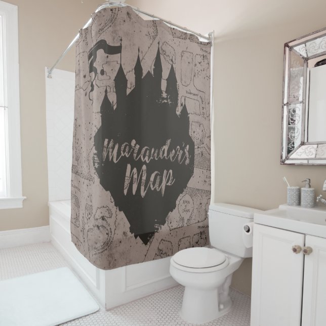 Harry Potter | HOGWARTS™ Castle Marauder's Map Shower Curtain (In Situ)