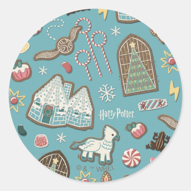 HARRY POTTER™ HOGWARTS™ Christmas Cookie Pattern Classic Round Sticker (Front)