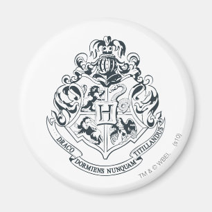 Harry Potter   Hogwarts Crest - Black and White Magnet