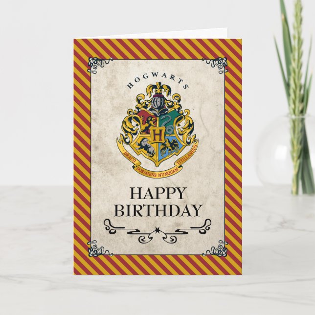 Harry Potter Hogwarts Crest Happy Birthday Card (Front)