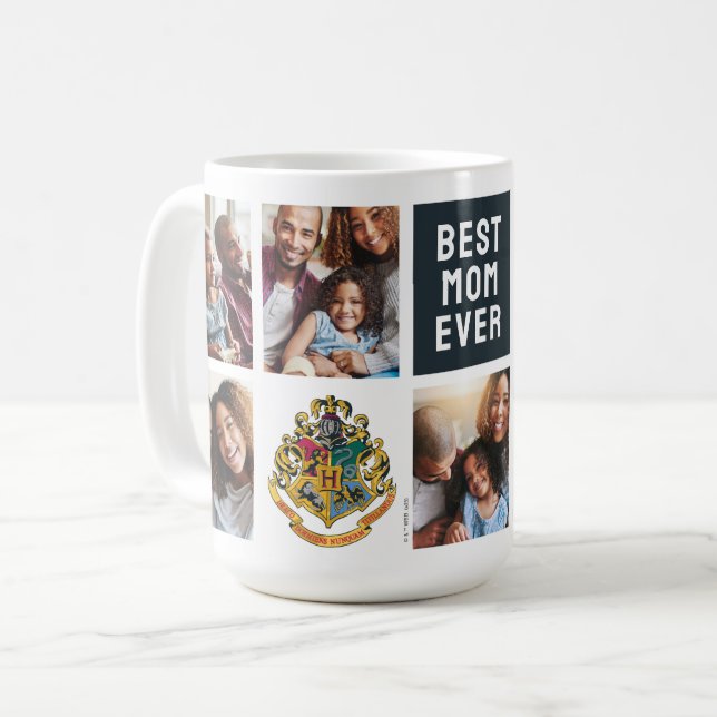 Harry Potter | Hogwarts Crest - Mum Photo Collage Coffee Mug (Front Left)