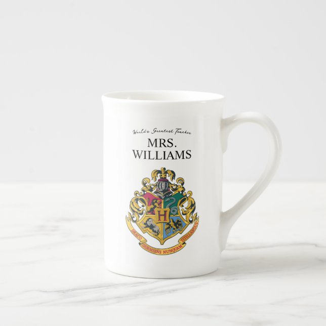 Harry Potter | Hogwarts Crest Teacher Personalise Bone China Mug (Right)