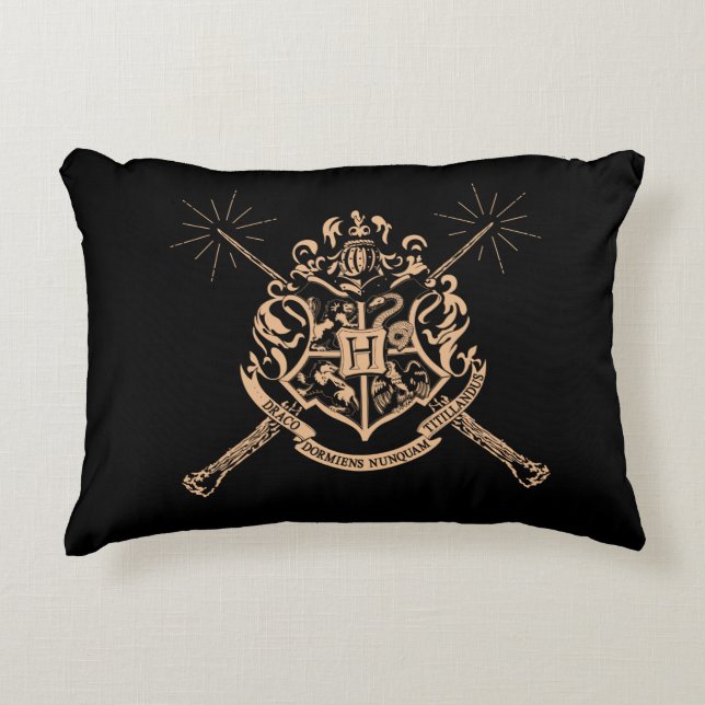 Harry Potter | Hogwarts Crossed Wands Crest Decorative Cushion (Front)
