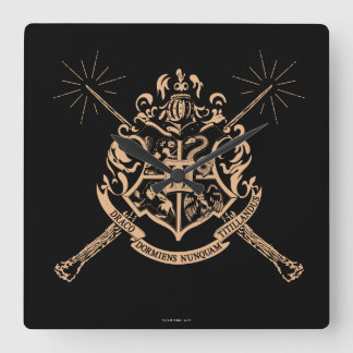 Harry Potter | Hogwarts Crossed Wands Crest Square Wall Clock