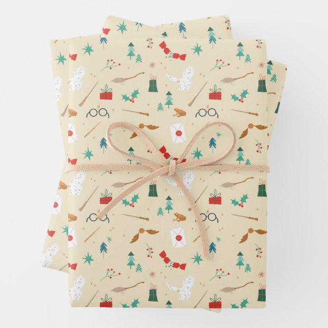Harry Potter | Holiday Icon Pattern Wrapping Paper Sheet (In situ)