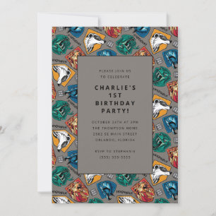 Harry Potter House Pattern Birthday Invitation
