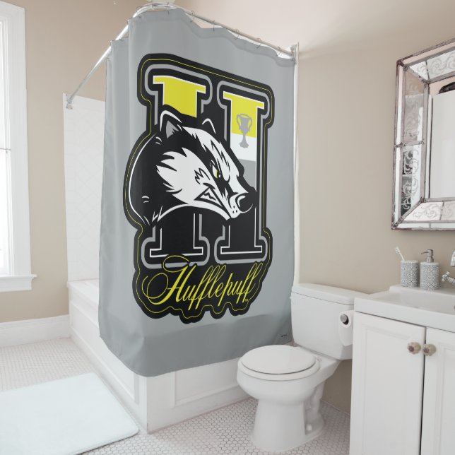 HARRY POTTER™ | HUFFLEPUFF™ Athletic Badge Shower Curtain (In Situ)