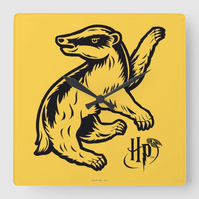 Harry Potter | Hufflepuff Badger Icon Square Wall Clock (Front)