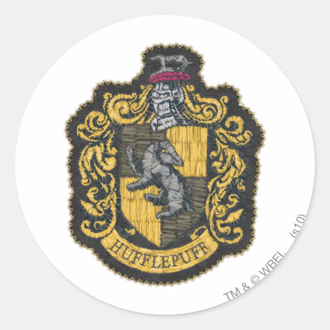 Harry Potter | Hufflepuff Crest Patch Classic Round Sticker (Front)