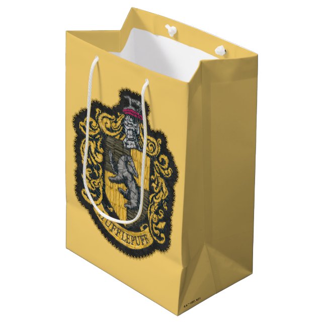 Harry Potter | Hufflepuff Crest Patch Medium Gift Bag (Front Angled)