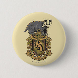 Harry Potter   Hufflepuff Crest with Badger 6 Cm Round Badge