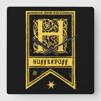 Harry Potter | Hufflepuff Monogram Banner Square Wall Clock