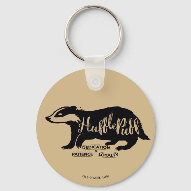 Harry Potter | HUFFLEPUFF™ Silhouette Typography Key Ring (Front)