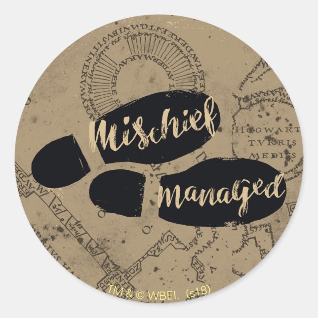 Harry Potter | MISCHIEF MANAGED™ Map Footprints Classic Round Sticker (Front)