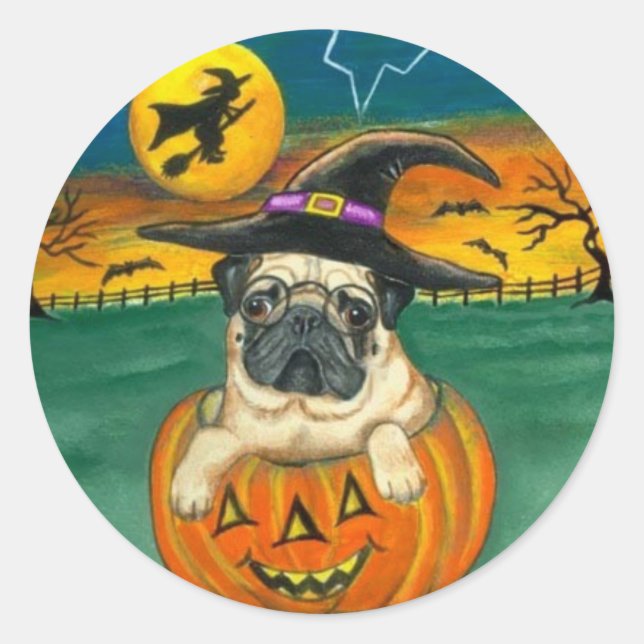 Harry Potter Pug Halloween Stickers (Front)