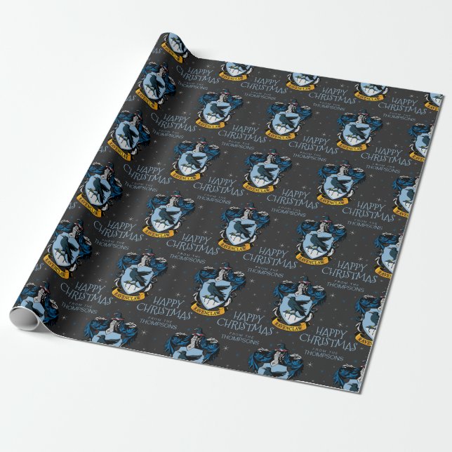 Harry Potter | Ravenclaw Crest - Happy Christmas Wrapping Paper (Unrolled)