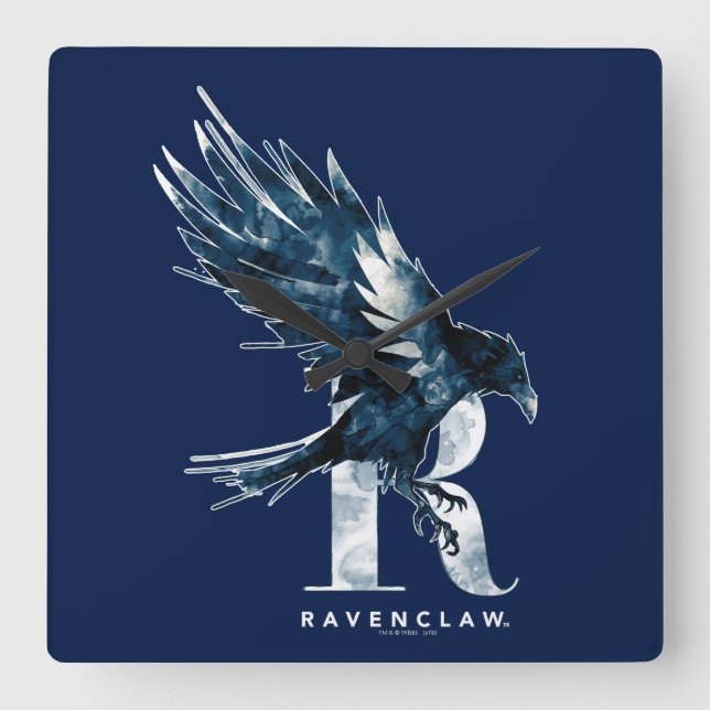 Harry Potter | RAVENCLAW™ Raven Watercolor Square Wall Clock (Front)