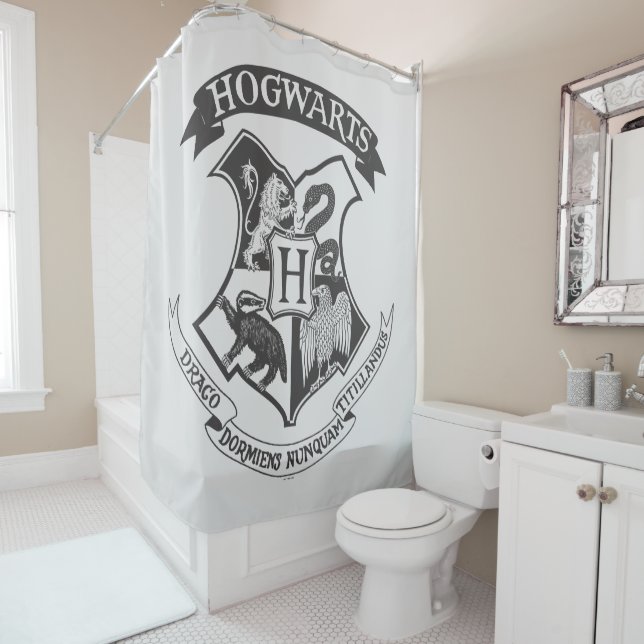 Harry Potter | Retro Hogwarts Crest Shower Curtain (In Situ)