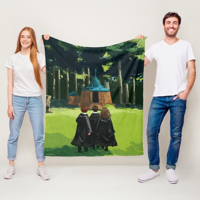 HARRY POTTER™, Ron, & Hermione at Hagrid's Hut Fleece Blanket (In Situ)