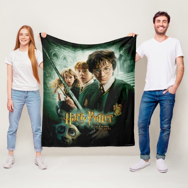 Harry Potter Ron Hermione Dobby Group Shot Fleece Blanket (In Situ)