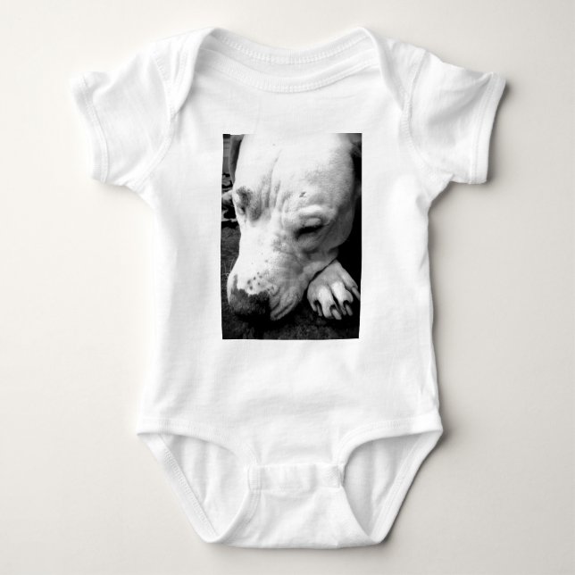 harry potter scar dog white pit bull baby bodysuit (Front)