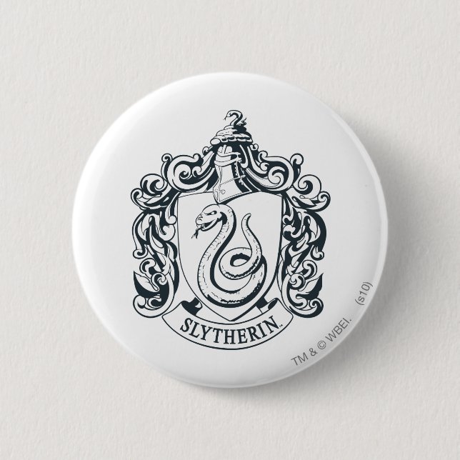 Harry Potter | Slytherin Crest - Black and White 6 Cm Round Badge (Front)