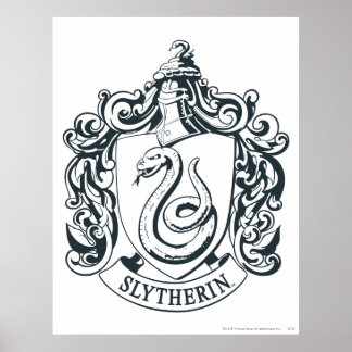 Harry Potter | Slytherin Crest - Black and White Poster