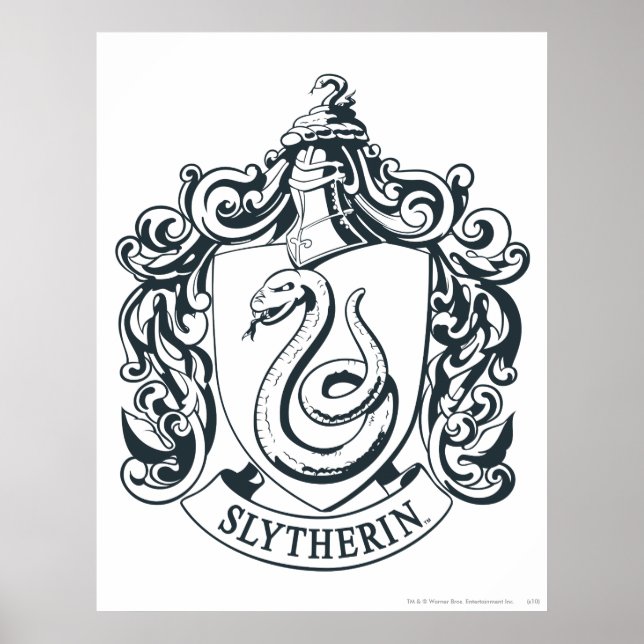 Harry Potter | Slytherin Crest - Black and White Poster (Front)